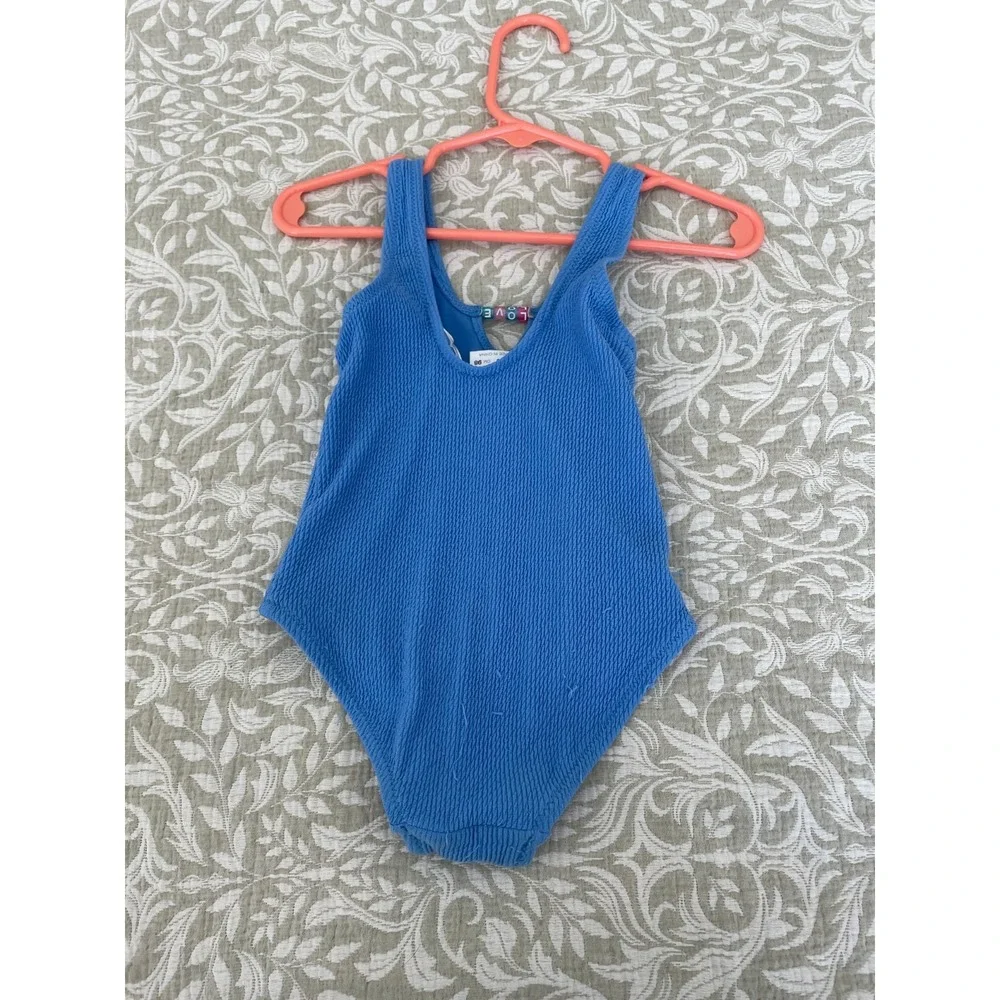 Zara Bathing Suit Girls One Piece Swim Size 3 Blue Smocked 